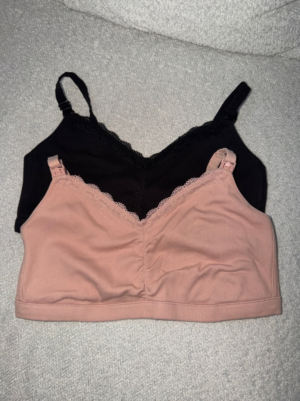 Women’s Lace-Trim Nursing Bras — Black & Blush by Secret Treasures